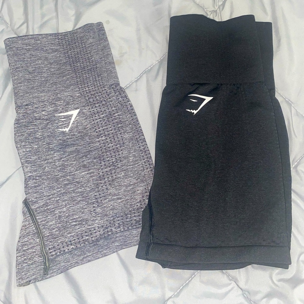 Gym shark vital seamless shorts (Smokey grey marl and black mark)